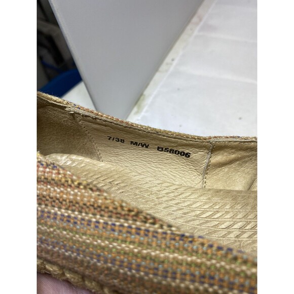 BORN Sitton Brown Multicolor Fabric Espadrilles Shoes 7 US B58006 Loafer - Picture 7 of 8